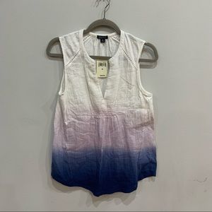 Lucky Brand Gauze V-Neck Tank Top Ombre Size M